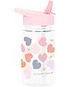 A Little Lovely Company Borraccia con Cannuccia 450 ml - Cuori - Senza BPA! Borracce non Termiche