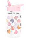 A Little Lovely Company Borraccia con Cannuccia 450 ml - Cuori - Senza BPA! Borracce non Termiche