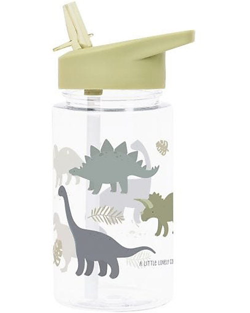 A Little Lovely Company Borraccia con Cannuccia 450 ml - Dinosauri - Senza BPA! Borracce non Termiche