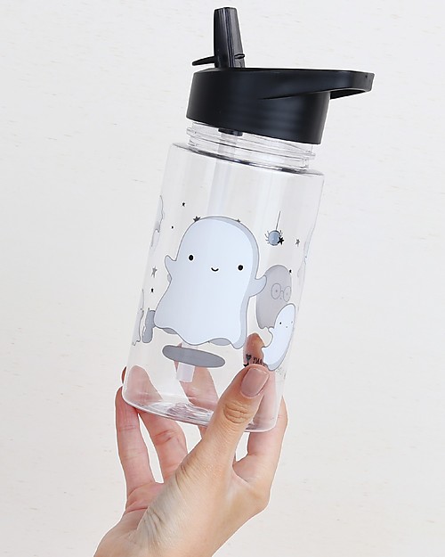 A Little Lovely Company Borraccia con Cannuccia 450 ml - Fantasmino - Senza BPA! Borracce non Termiche