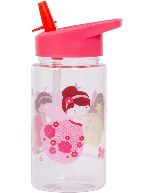 A Little Lovely Company Borraccia con Cannuccia 450 ml - Fatine - Senza BPA! Borracce non Termiche