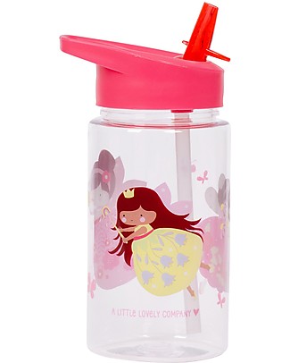A Little Lovely Company Borraccia con Cannuccia 450 ml - Fatine - Senza BPA! Contenitori Latte e Snack