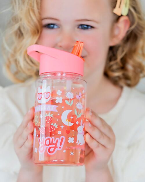 A Little Lovely Company Borraccia con Cannuccia 450 ml - Fun - Senza BPA! Borracce non Termiche