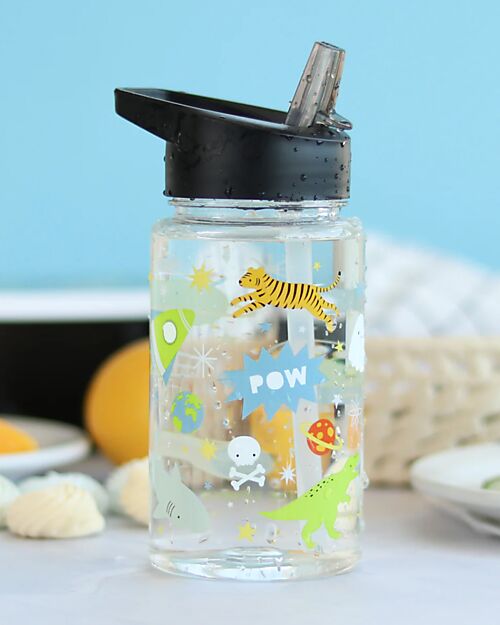 A Little Lovely Company Borraccia con Cannuccia 450 ml - Galaxy - Senza BPA! Borracce non Termiche