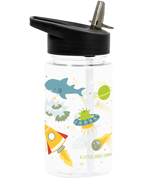 A Little Lovely Company Borraccia con Cannuccia 450 ml - Galaxy - Senza BPA! Borracce non Termiche