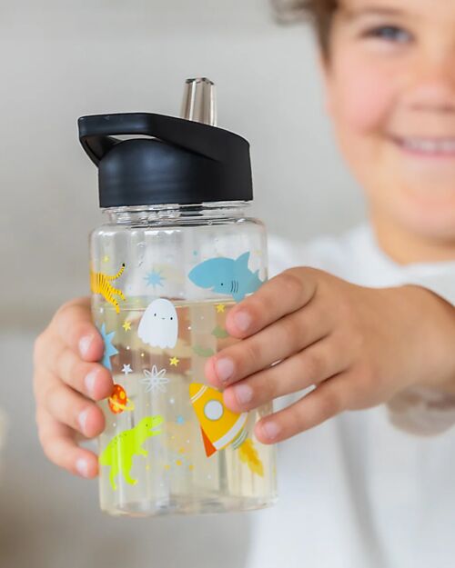 A Little Lovely Company Borraccia con Cannuccia 450 ml - Galaxy - Senza BPA! Borracce non Termiche