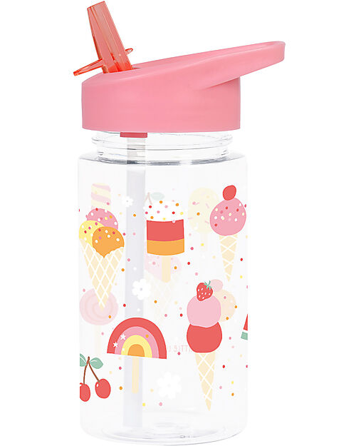 A Little Lovely Company Borraccia con Cannuccia 450 ml - Gelato - Senza BPA! Borracce non Termiche