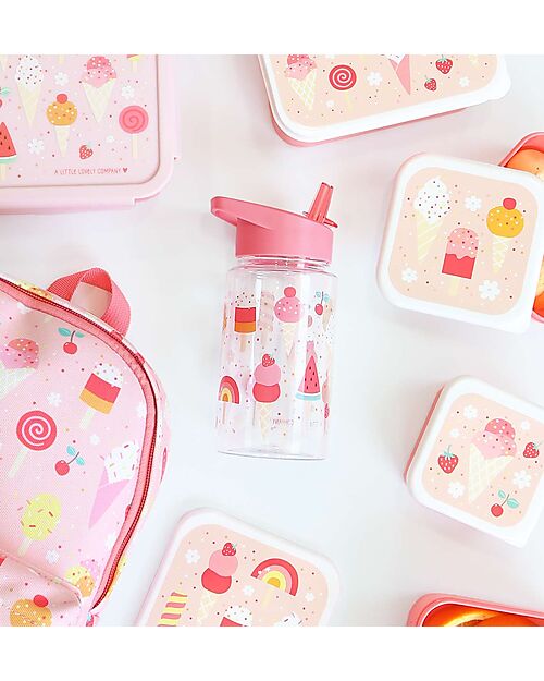 A Little Lovely Company Borraccia con Cannuccia 450 ml - Gelato - Senza BPA! Borracce non Termiche