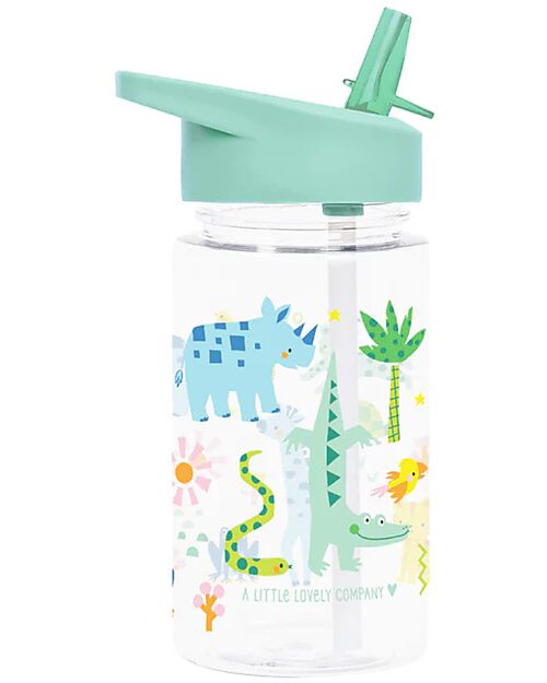 A Little Lovely Company Borraccia con Cannuccia 450 ml - Giungla - Senza BPA! Borracce non Termiche