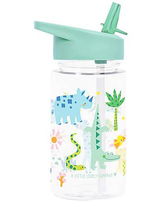 A Little Lovely Company Borraccia con Cannuccia 450 ml - Giungla - Senza BPA! Borracce non Termiche