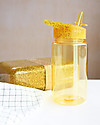 A Little Lovely Company Borraccia con Cannuccia 450 ml - Glitter Oro - Senza BPA! Borracce non Termiche