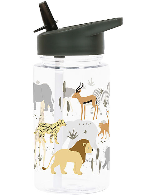 A Little Lovely Company Borraccia con Cannuccia 450 ml - Savanna - Senza BPA!  unisex (bambini)