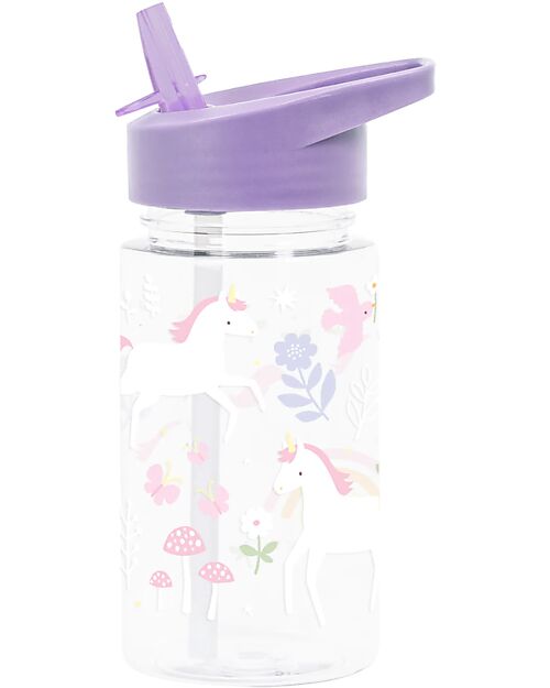 A Little Lovely Company Borraccia con Cannuccia 450 ml - Unicorn Dreams - Senza BPA! Borracce non Termiche