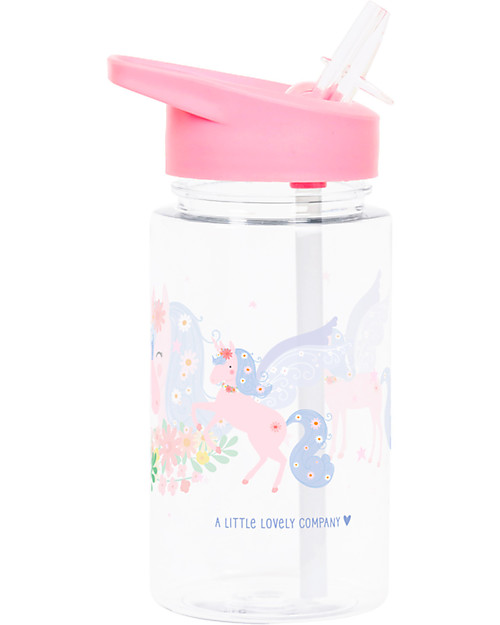 A Little Lovely Company Borraccia con Cannuccia 450 ml - Unicorno - Senza BPA! Borracce non Termiche
