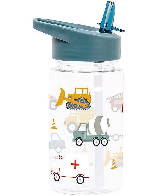 A Little Lovely Company Borraccia con Cannuccia 450 ml - Veicoli - Senza BPA! Borracce non Termiche