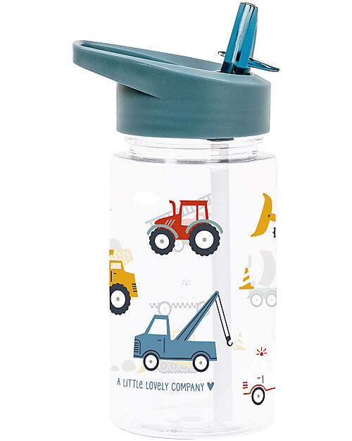 A Little Lovely Company Borraccia con Cannuccia 450 ml - Veicoli - Senza BPA! Borracce non Termiche