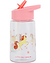 A Little Lovely Company Borraccia con Cannuccia da Decorare con Sticker, Cavallo - 450 ml Borracce non Termiche