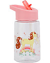 A Little Lovely Company Borraccia con Cannuccia da Decorare con Sticker, Cavallo - 450 ml Borracce non Termiche