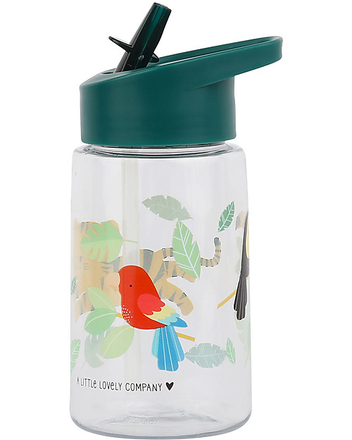 A Little Lovely Company Borraccia con Cannuccia da Decorare con Sticker, Tigre - 450 ml Borracce non Termiche
