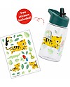 A Little Lovely Company Borraccia con Cannuccia da Decorare con Sticker, Tigre - 450 ml Borracce non Termiche