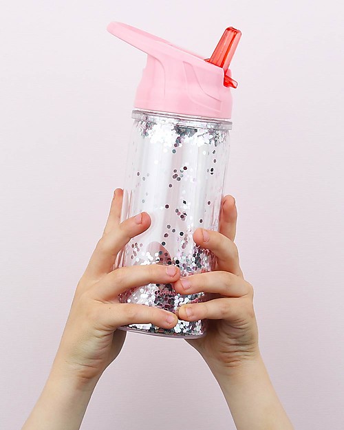 A Little Lovely Company Borraccia Glitter, 350 ml - Argento/Rosa Borracce Termiche