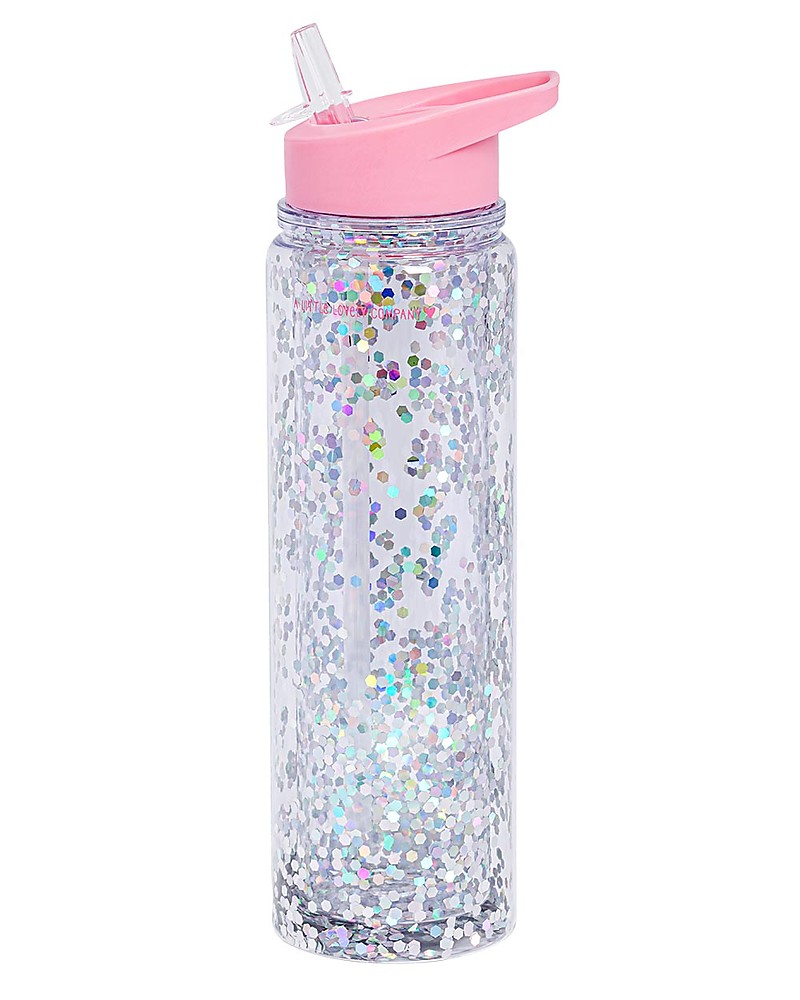 A Little Lovely Company Borraccia Glitter, 500 ml - Rosa/Glitter Argento  bambina