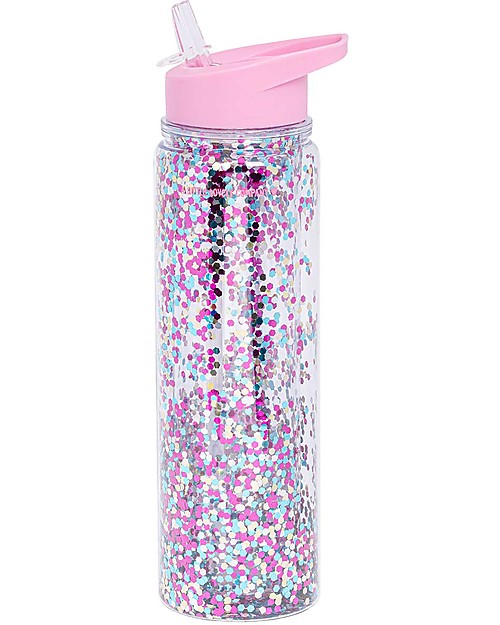 A Little Lovely Company Borraccia Glitter, 500 ml - Rosa/Glitter Multicolor Borracce Termiche