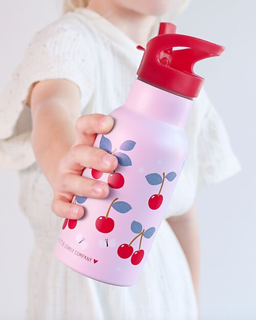 A Little Lovely Company Borraccia Termica in Acciaio Inossidabile - 350 ml - Ciliegie Borracce Termiche