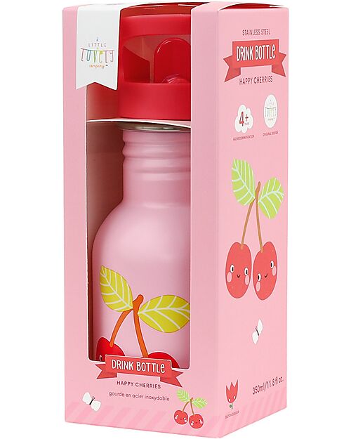 A Little Lovely Company Borraccia Termica in Acciaio Inossidabile - 350 ml - Ciliegie Felici Borracce Termiche