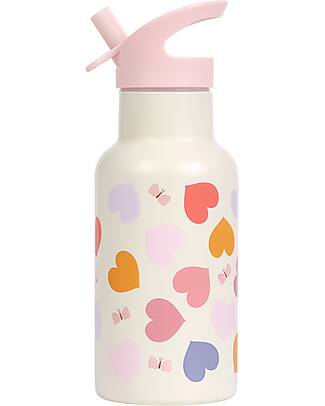 A Little Lovely Company Borraccia Termica in Acciaio Inossidabile - 350 ml - Cuori Borracce Termiche