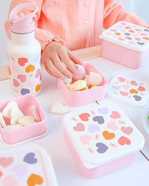 A Little Lovely Company Borraccia Termica in Acciaio Inossidabile - 350 ml - Cuori Borracce Termiche