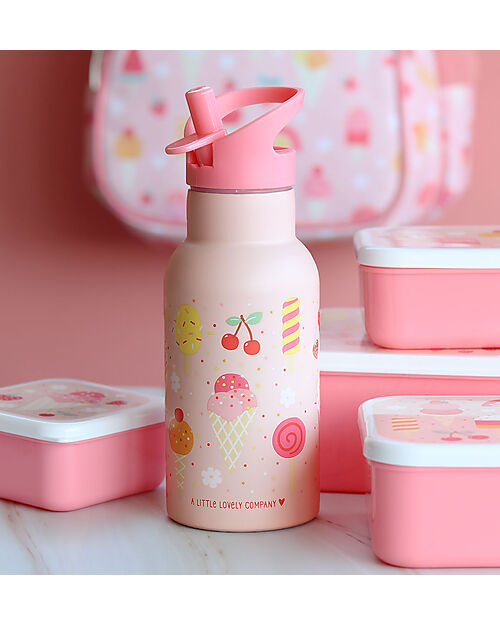 A Little Lovely Company Borraccia Termica in Acciaio Inossidabile - 350 ml  - Ice-Cream unisex (bambini)