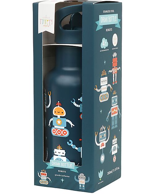 A Little Lovely Company Borraccia Termica in Acciaio Inossidabile - 350 ml - Robot Borracce Termiche