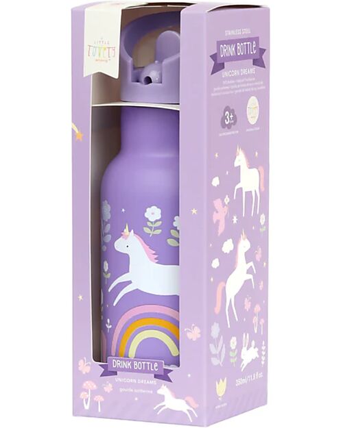 A Little Lovely Company Borraccia Termica in Acciaio Inossidabile - 350 ml - Unicorn Dreams Borracce non Termiche