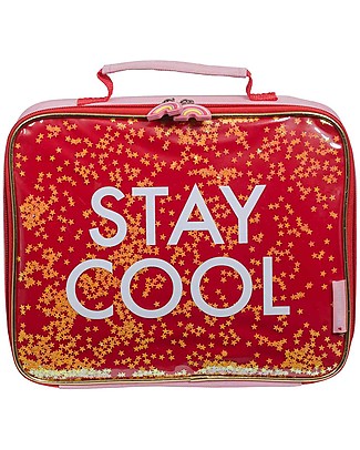 A Little Lovely Company Borsa Pranzo Termica, Stay Cool Glitter - Rosa Zaini Asilo