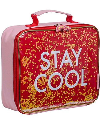 A Little Lovely Company Borsa Pranzo Termica, Stay Cool Glitter - Rosa Zaini Asilo