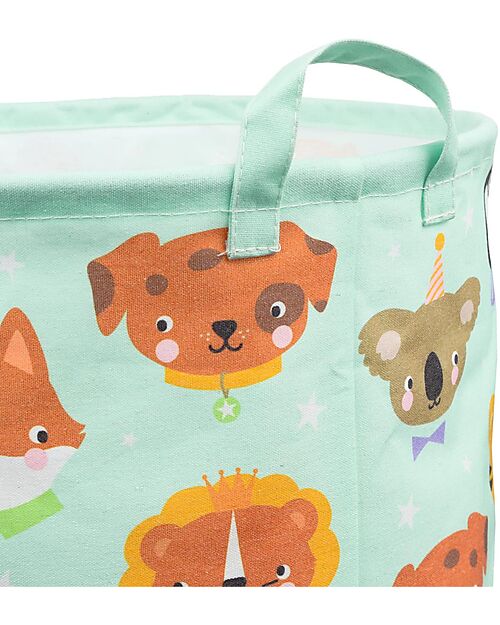 A Little Lovely Company Cesto Portaoggetti in Cotone - 40x50x40 cm - Amici Animali Contenitori Porta Giochi