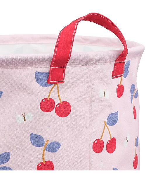 A Little Lovely Company Cesto Portaoggetti in Cotone - 40x50x40 cm - Ciliegie Contenitori Porta Giochi