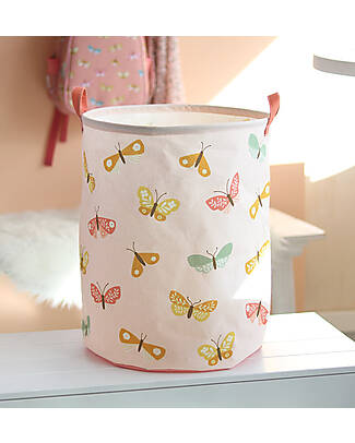 A Little Lovely Company Cesto Portaoggetti in Cotone - 40x50x40 cm - Farfalle Contenitori Porta Giochi