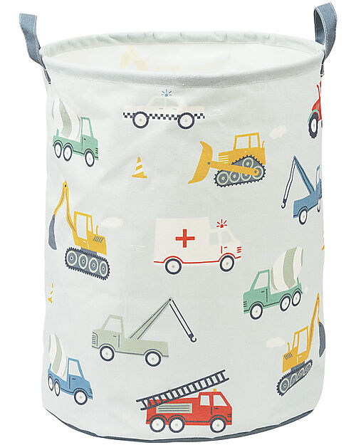 A Little Lovely Company Cesto Portaoggetti in Cotone - 40x50x40 cm -  Veicoli Contenitori Porta Giochi