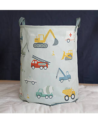 A Little Lovely Company Cesto Portaoggetti in Cotone - 40x50x40 cm -  Veicoli Contenitori Porta Giochi