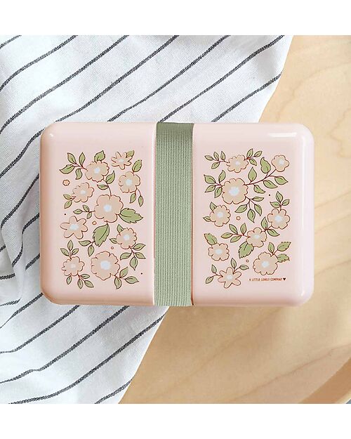 A Little Lovely Company Contenitore Porta Pranzo - Fiori Rosa - Senza BPA! Porta Merenda