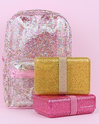 A Little Lovely Company Contenitore Porta Pranzo Glitter - Oro - Senza BPA! Contenitori Latte e Snack