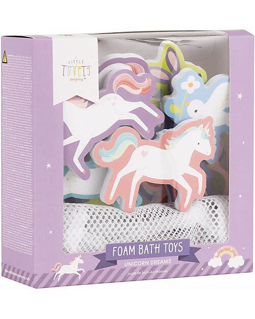 A Little Lovely Company Giochi Adesivi per il Bagnetto - Unicorn Dreams - con Pratico Contenitore Giochi Bagno