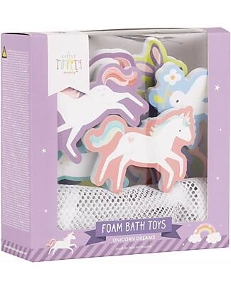 A Little Lovely Company Giochi Adesivi per il Bagnetto - Unicorn Dreams - con Pratico Contenitore Giochi Bagno