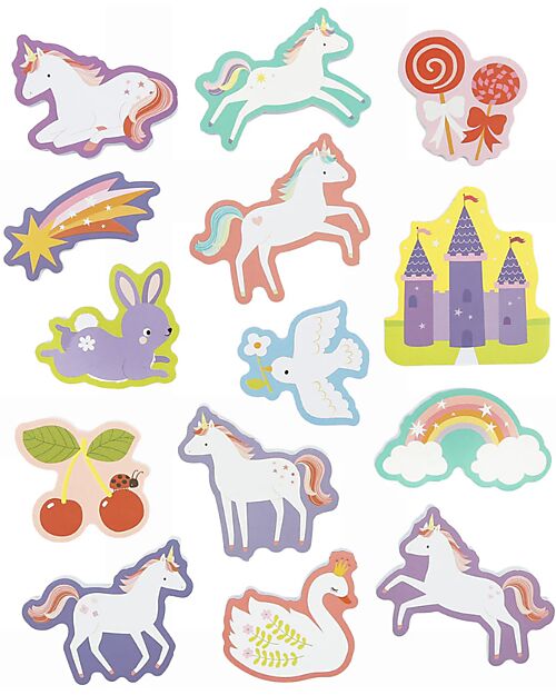 A Little Lovely Company Giochi Adesivi per il Bagnetto - Unicorn Dreams - con Pratico Contenitore Giochi Bagno