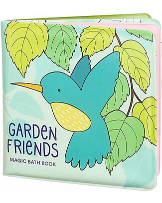 A Little Lovely Company Gioco Libro da Bagno - Garden Friends - Si Colora al Contatto con l'Acqua! Giochi Bagno