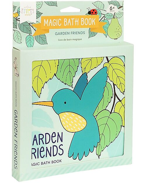 A Little Lovely Company Gioco Libro da Bagno - Garden Friends - Si Colora al Contatto con l'Acqua! Giochi Bagno