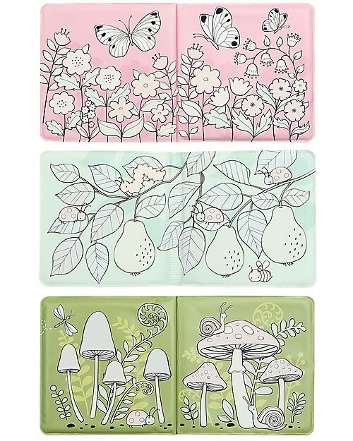 A Little Lovely Company Gioco Libro da Bagno - Garden Friends - Si Colora al Contatto con l'Acqua! Giochi Bagno