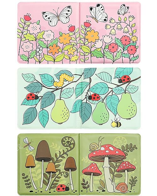 A Little Lovely Company Gioco Libro da Bagno - Garden Friends - Si Colora al Contatto con l'Acqua! Giochi Bagno